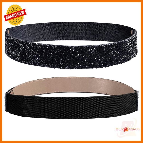Stretchy Rhinestone Dress Belt Sparkle Elastic Waist Belt for Women